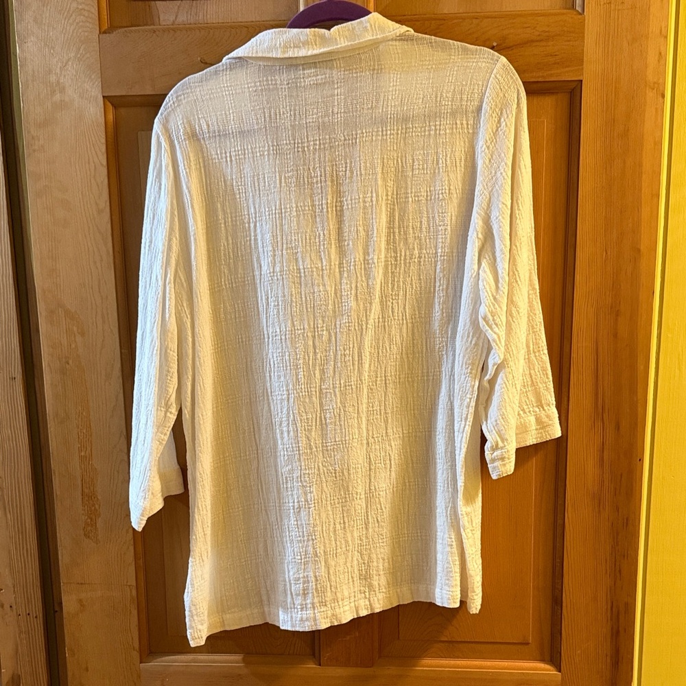 Tahari White Linen Tunic - Picture 4 of 5